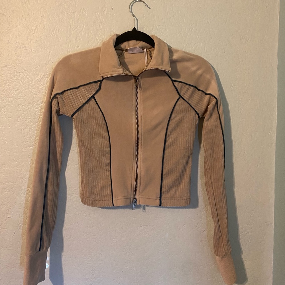 URBAN OUTFITTERS Out from Under cropped velvet zip up sweater top